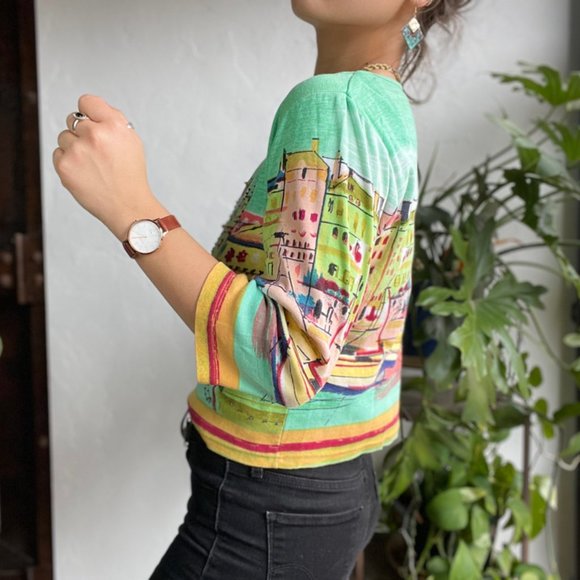 Vintage | Boxy Beaded Watercolor Top - Picture 4 of 9